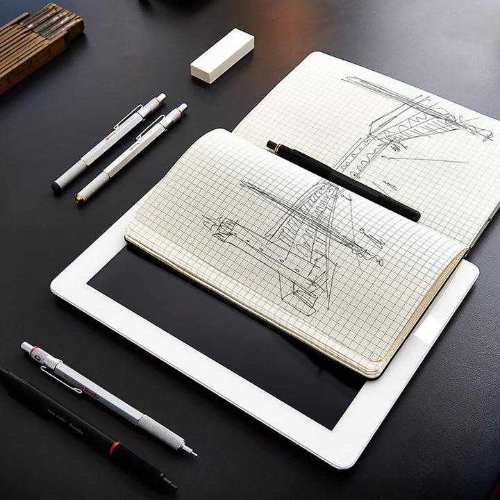 rOtring 800 Druckbleistift | 0,5 mm | Schwarz Vollmetall Schwarz 0,5mm