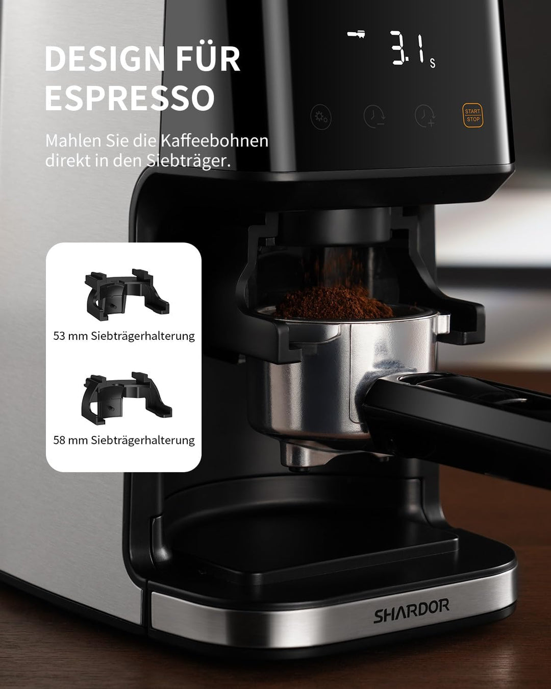 SHARDOR KaffeemüHle Elektrisch, 51 Stufen GleichmässIger, Feiner Mahlgrad Einstellbar KaffeemüHle Mi