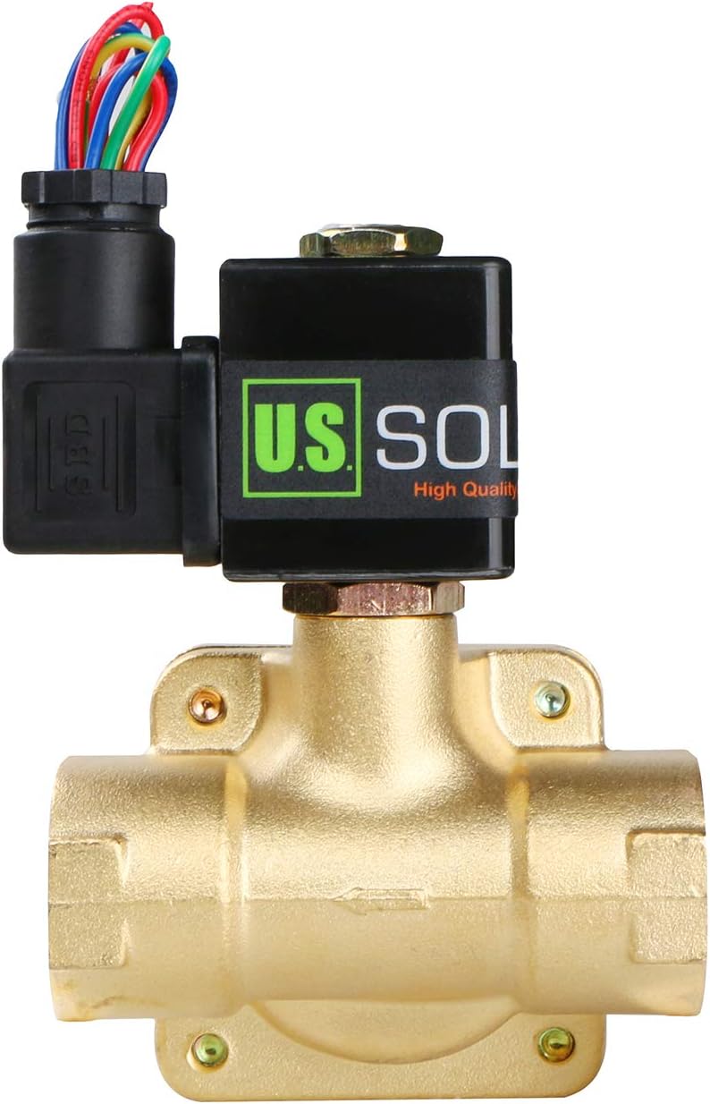 U.S. Solid 3/4" G 12 V DC Messing Magnetventil für Wasser Luft Gas Öl, NC, VITON, 0,1-16 Bar, Vertik