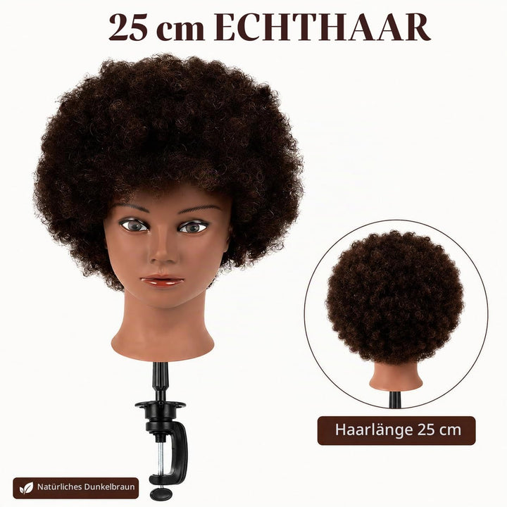 Morris Mannequin Head 100% Human Hair Training Head Afro Hair Manikin Head African American Training