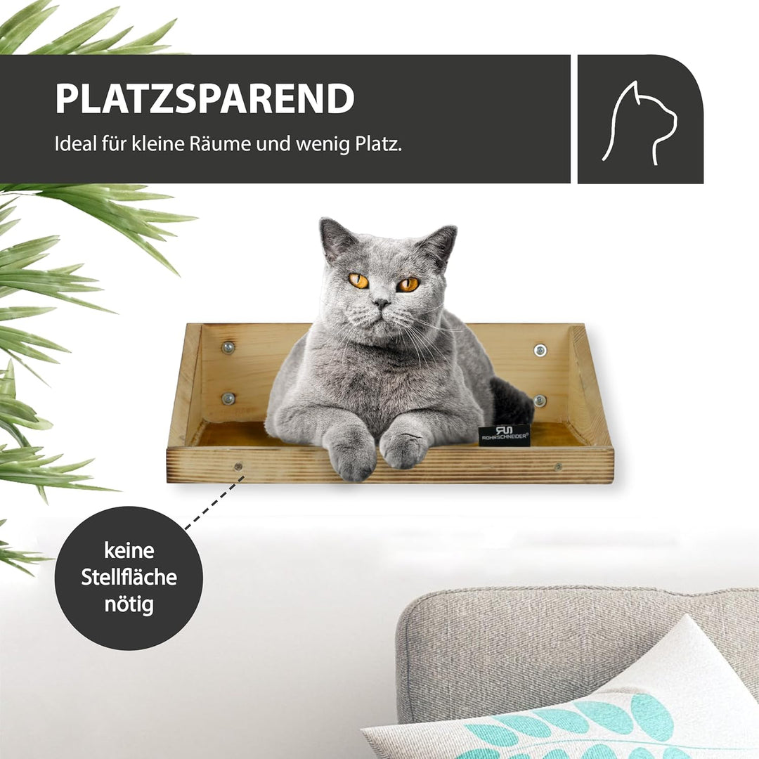 Rohrschneider Katzenbett Wand | Made in EU | Kletterwand Katzen | geflammtes Kiefernholz | belastbar