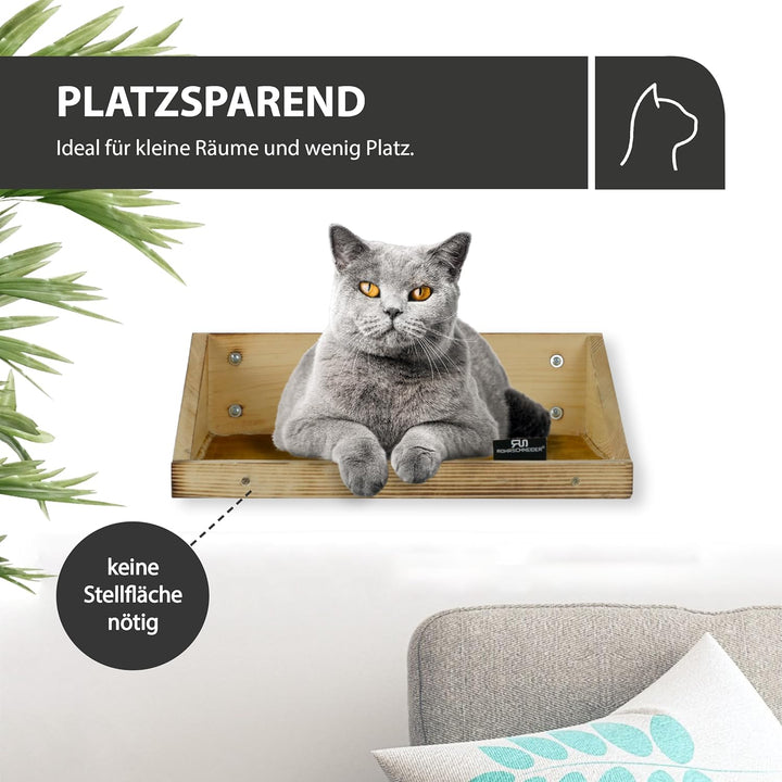 Rohrschneider Katzenbett Wand | Made in EU | Kletterwand Katzen | geflammtes Kiefernholz | belastbar