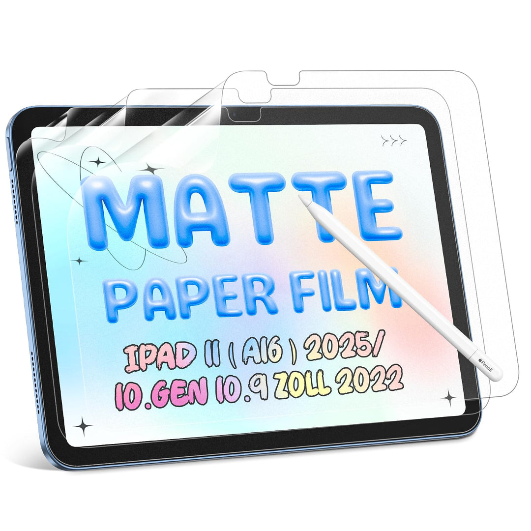 3 Stück Papier Folie Kompatibel mit iPad 11(A16) 2025/10. Gen 10,9 Zoll 2022, Matte Papierfolie Schu