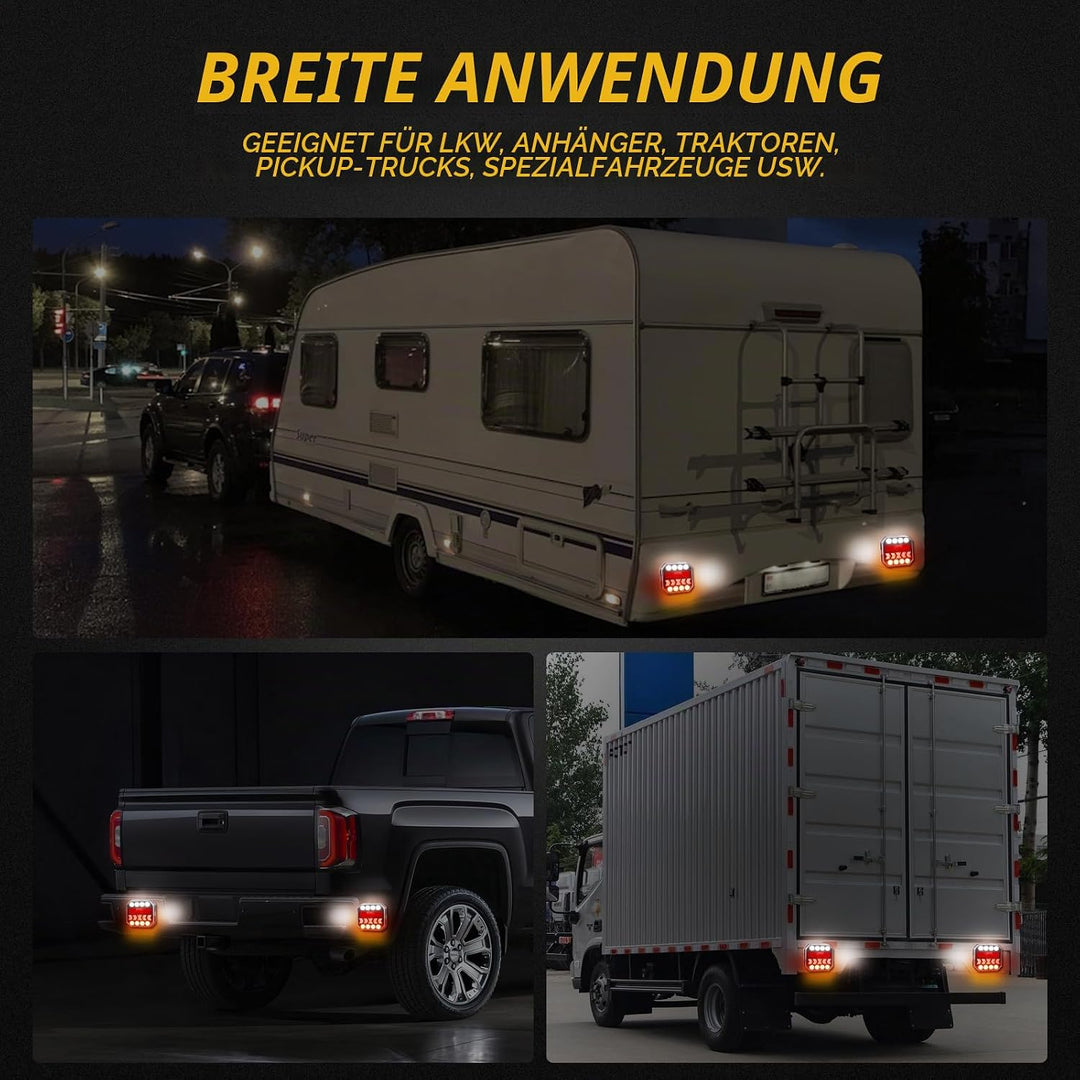 2 Stück Anhänger Rücklichter, IP65 12/24 V Superhell Wasserdicht Blinker Bremse Rückwärtsgang Nebels