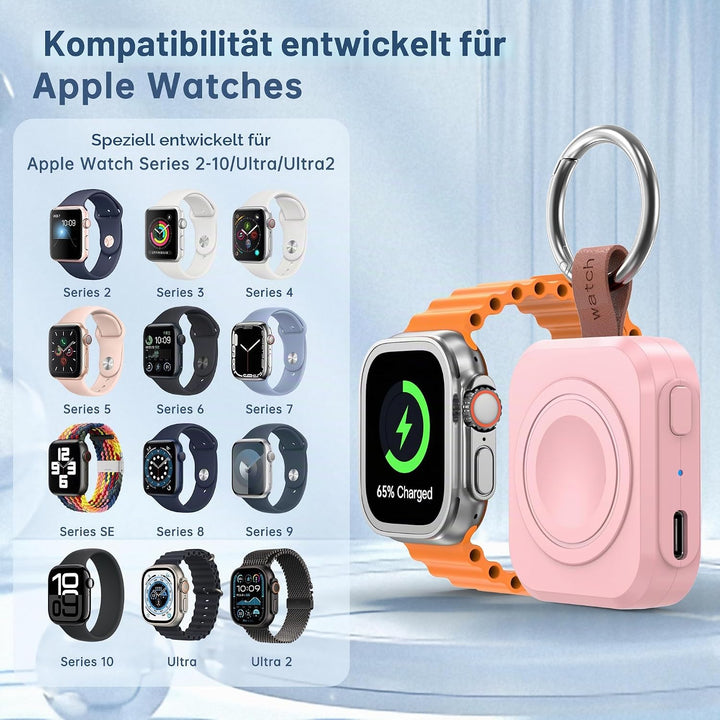 Tragbares Ladegerät für Apple Watch, iWatch-Ladegerät mit Schlüsselanhänger, 1200 mAh Magnetisches i