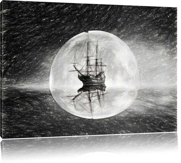 Pixxprint Geisterschiff im Weltall Kunst als Leinwandbild/Grösse: 100x70 / Wandbild/Kunstdruck/ferti