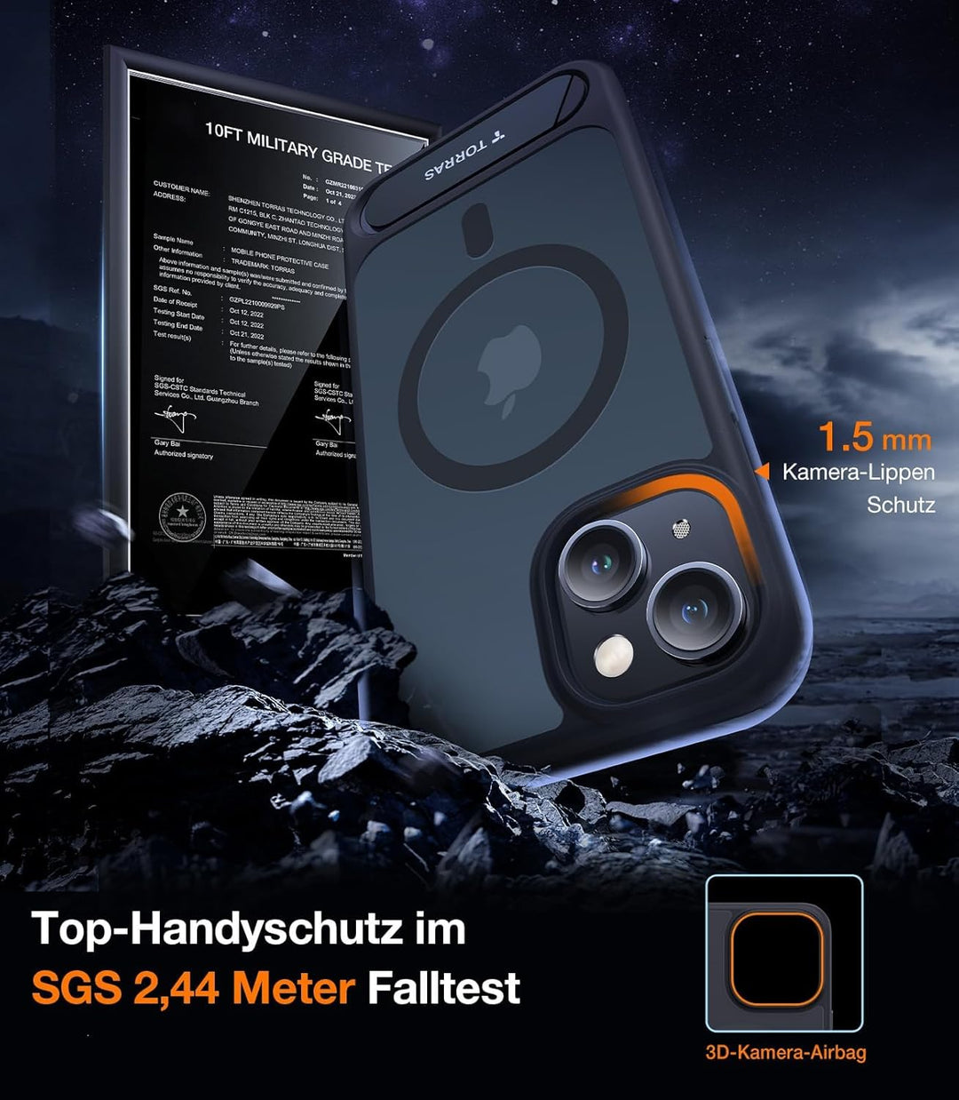 TORRAS für iPhone 13 Hülle für Zertifizierte Magnetkraft Militärschutz Upgrade mit Titan-Ständer Dün