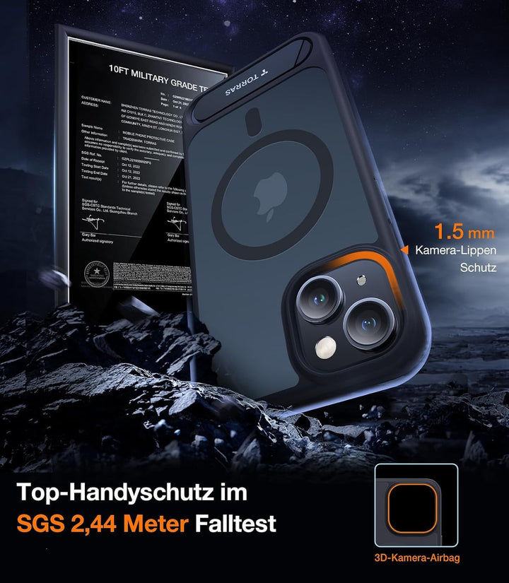 TORRAS für iPhone 13 Hülle für Zertifizierte Magnetkraft Militärschutz Upgrade mit Titan-Ständer Dün