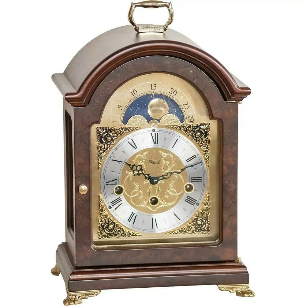 Hermle 23054-030340 Englische Stiluhr, Nussbaum Braun 33cm x 22cm x 15,5cm
