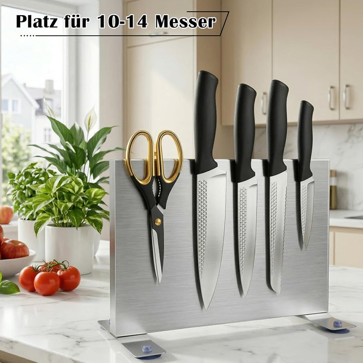 Messerblock Magnetisch ohne Messer, 30cm Magnetischer Messerblock aus 304 Edelstahl, Beidseitig Star