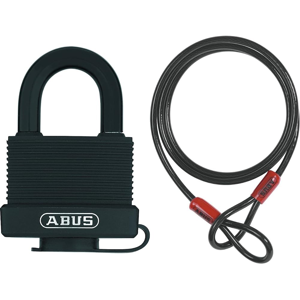 ABUS Vorhängeschloss Messing 70/45 - wetterfest - ABUS-Sicherheitslevel 5 & Schlaufenkabel Cobra 10