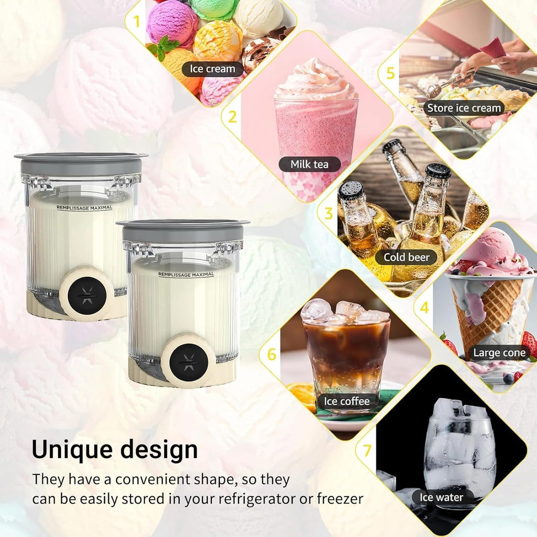 Behälter für Ninja Creami Deluxe Pints,2 Stück Ersatz für Ninja Creami Deluxe Pints und Deckel,Eisbe