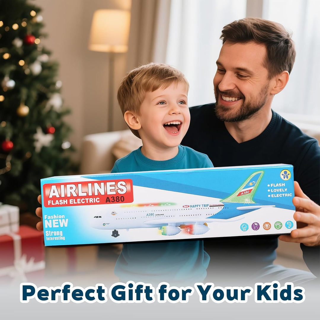 Bump and Go Flugzeug-Spielzeug, realistisches Flugzeugmodell mit 4D-Lichtern und Sound, bewegliches