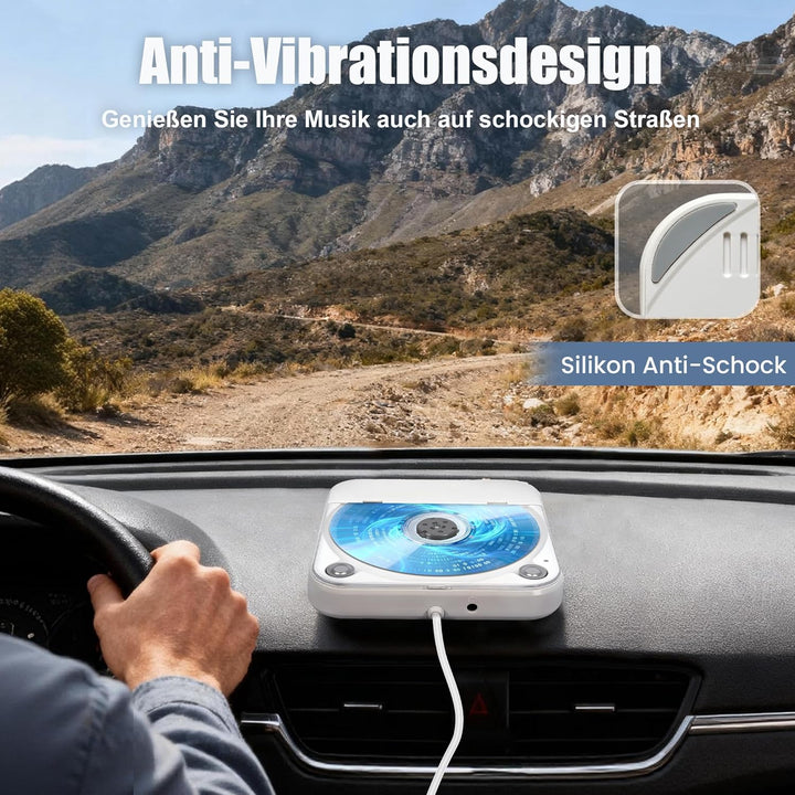CD Player für Auto mit Silikon Anti-Schock CD Player Auto mit USB-Verlängerungskabel Auto CD Player