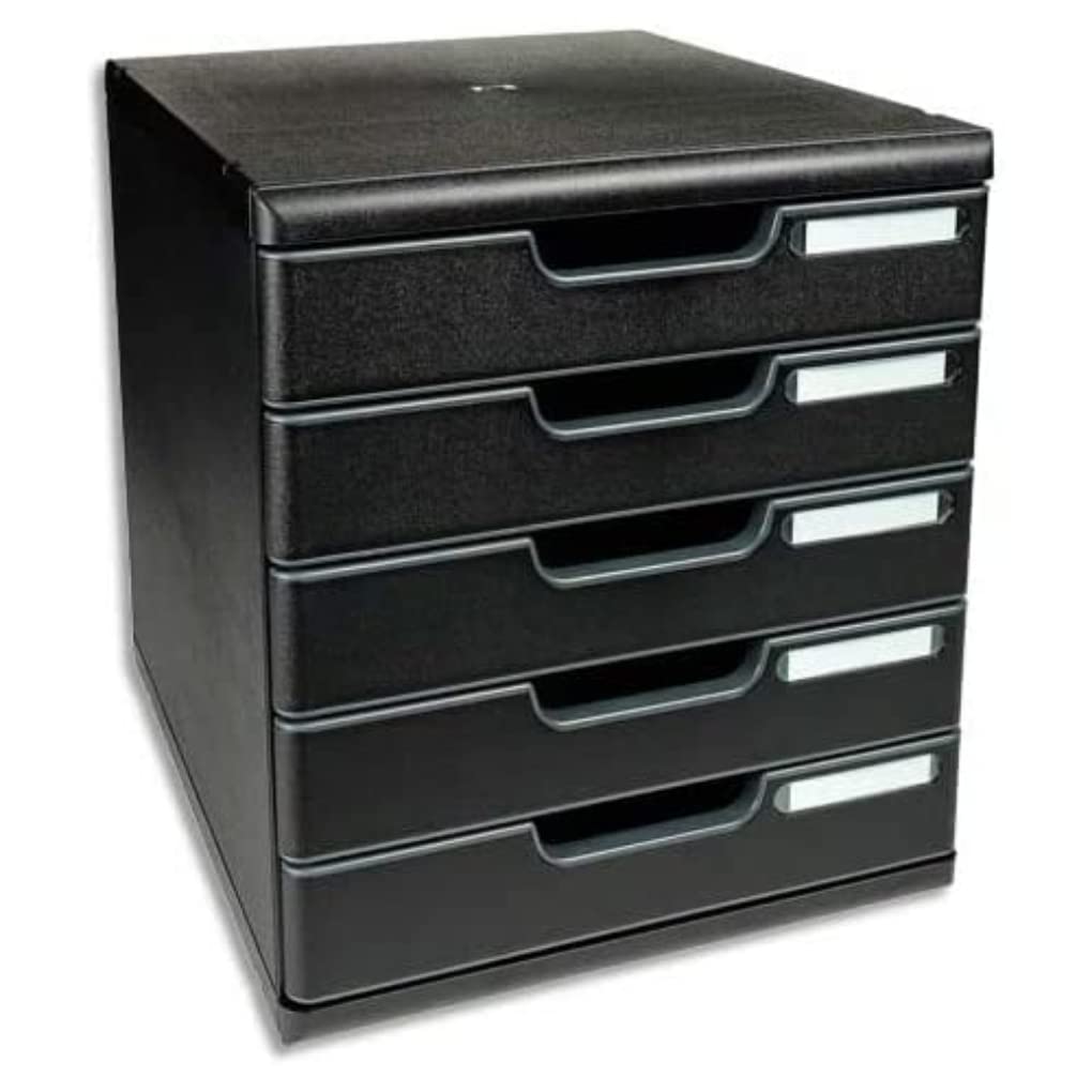 Exacompta 301414D Ablagesystem Modulo A4, 5 laden, schwarz Schwarz 5 Laden, Schwarz 5 Laden