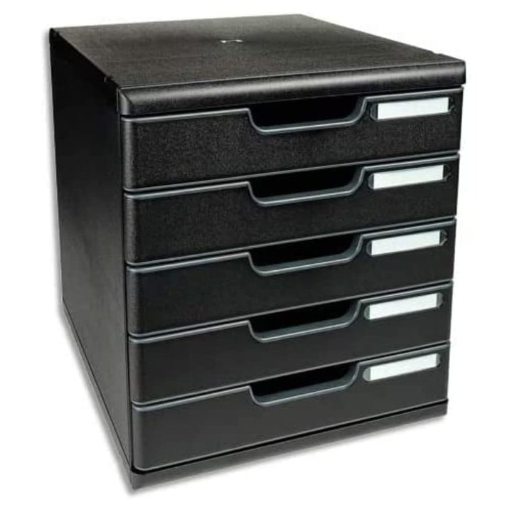 Exacompta 301414D Ablagesystem Modulo A4, 5 laden, schwarz Schwarz 5 Laden, Schwarz 5 Laden