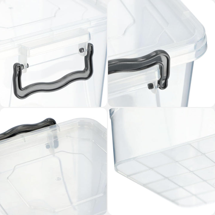 KADAX Aufbewahrungsbox mit Deckel, Robuster Plastikbehälter aus Kunststoff, Lunchbox, Transparente F