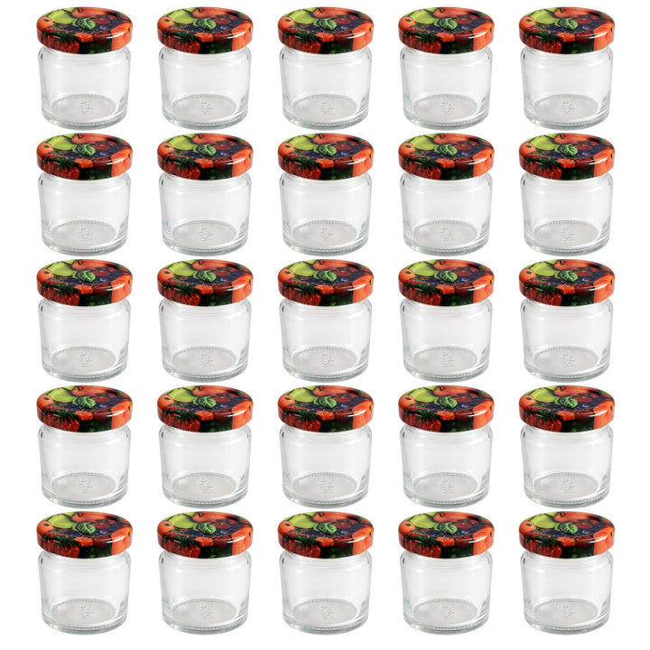 Vitrea 25x Mini Marmeladengläser 50 ml - mit Deckel Obst TO 43 - kleine Einmachgläser zum befüllen m