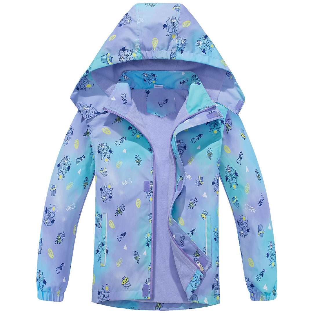 Mädchen Regenjacke - Regenmantel mit Kapuze Outdoor Wasserdichte Jacke Kinder Softshelljacke Übergan