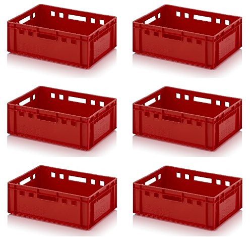 6x Fleischkiste E2 60x40x20 Metzgerkiste Eurofleischkiste rot inkl. Zollstock 6er Set