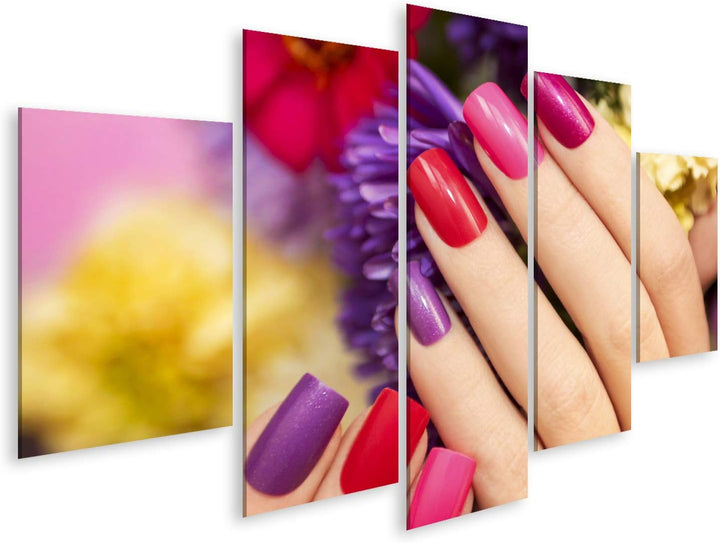 islandburner Bild auf Leinwand Nageldesign Blumen Farbiger Lack Frau Hand Bilder Wandbilder Poster 8