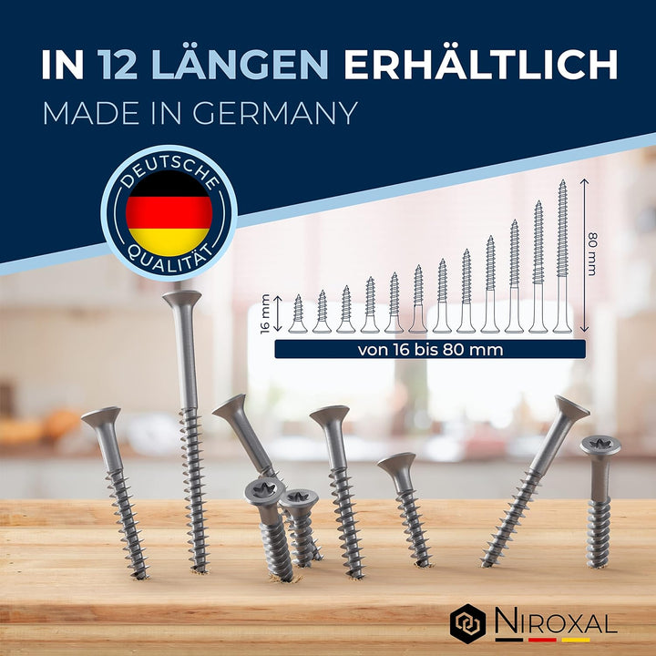 Schrauben Torx Edelstahlschrauben 4x80 Edelstahl V2A rostfrei Spanplattenschrauben für Holz Teilgewi