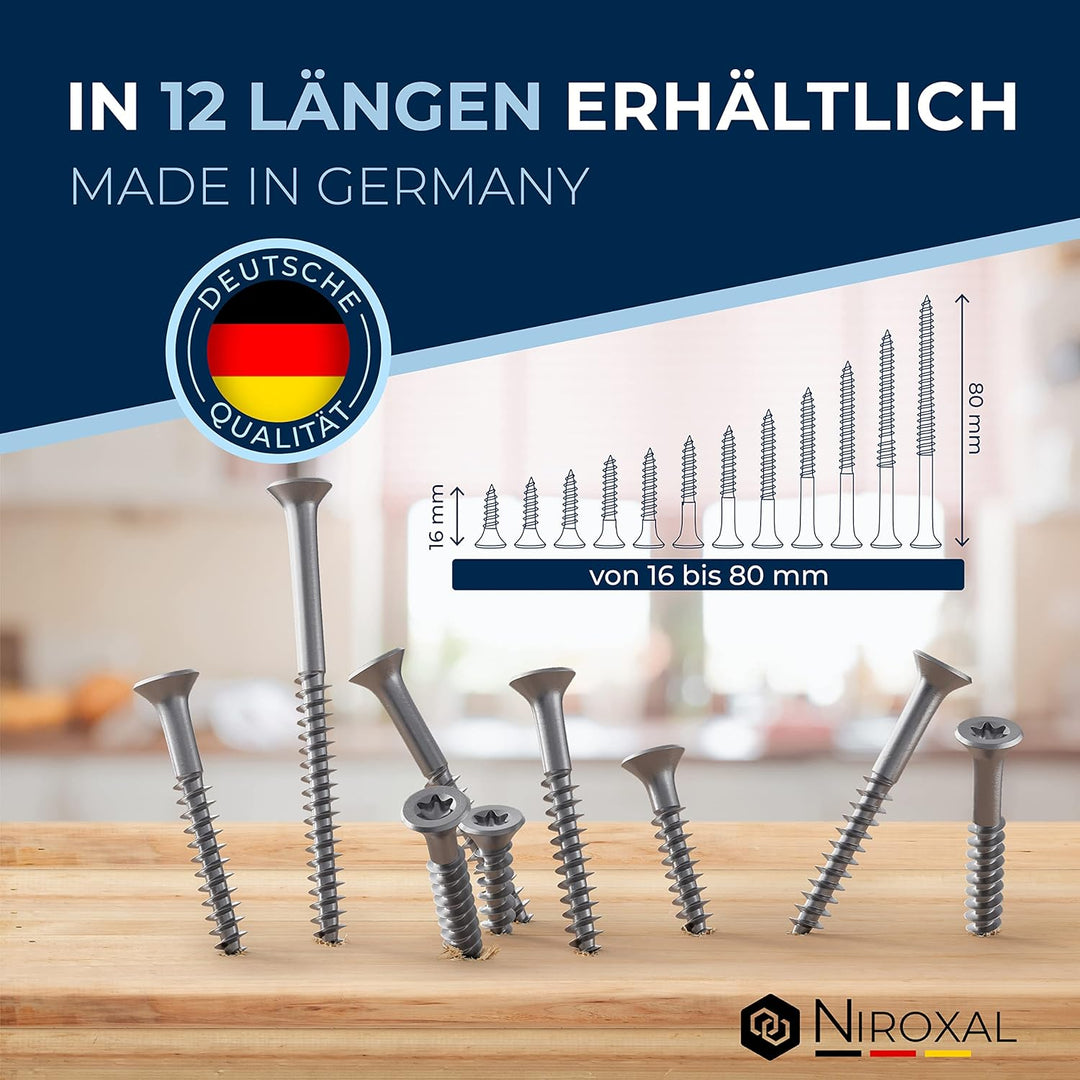 Edelstahlschrauben Torx Holzschrauben 4x80 Edelstahl V2A rostfrei Spanplattenschrauben für Holz Teil