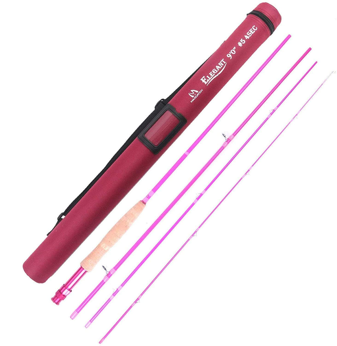 MAXIMUMCATCH Elegant Pink Fliegenrute für Damen, 2/5 wt, 6’6’’/9ft, 4 Teile Fliegenfischen Rute Comb