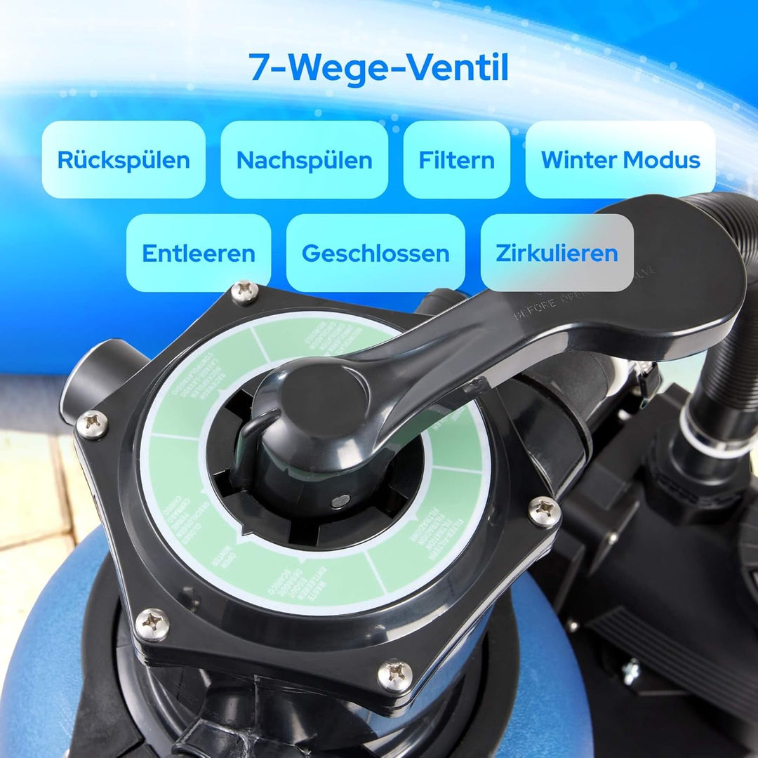 Arebos Sandfilteranlage mit Pumpe inkl. 700g Filterbälle | Blau | 400W | 10.200 L/h | Tankvolumen bi