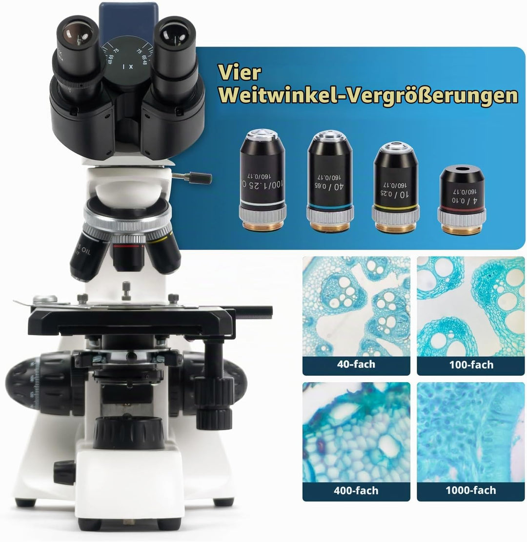Swift DMSW-300 Compound-Binokularmikroskop, 40X-1600X Vergrösserung, wiederaufladbares digitales Lab
