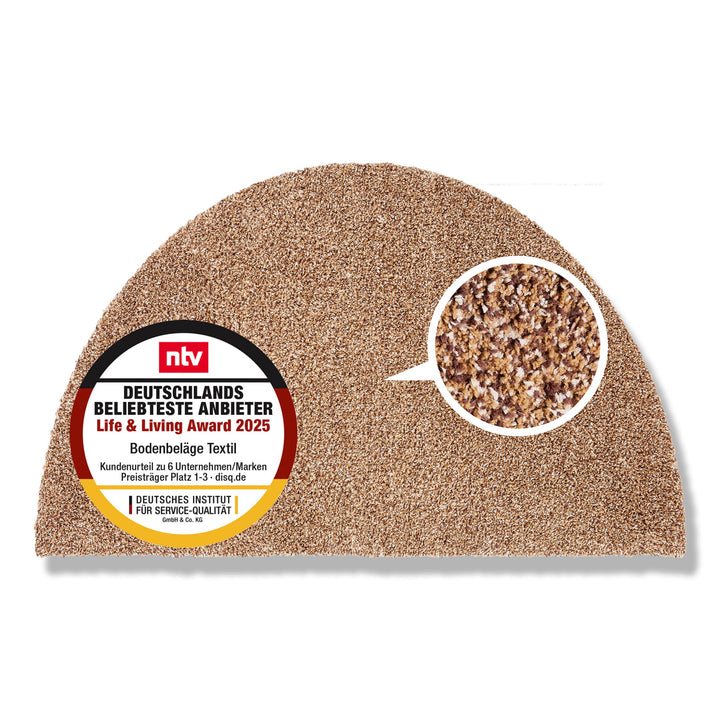 Astra Schmutzfangmatte innen waschbar 50x80 cm halbrund– Sauberlaufmatte beige 100% Baumwolle Türmat