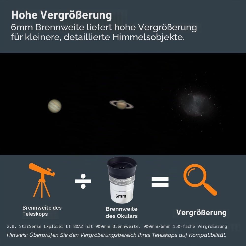 Celestron 93317 1-1/4-6 mm Omni Serie Okular, 6 mm
