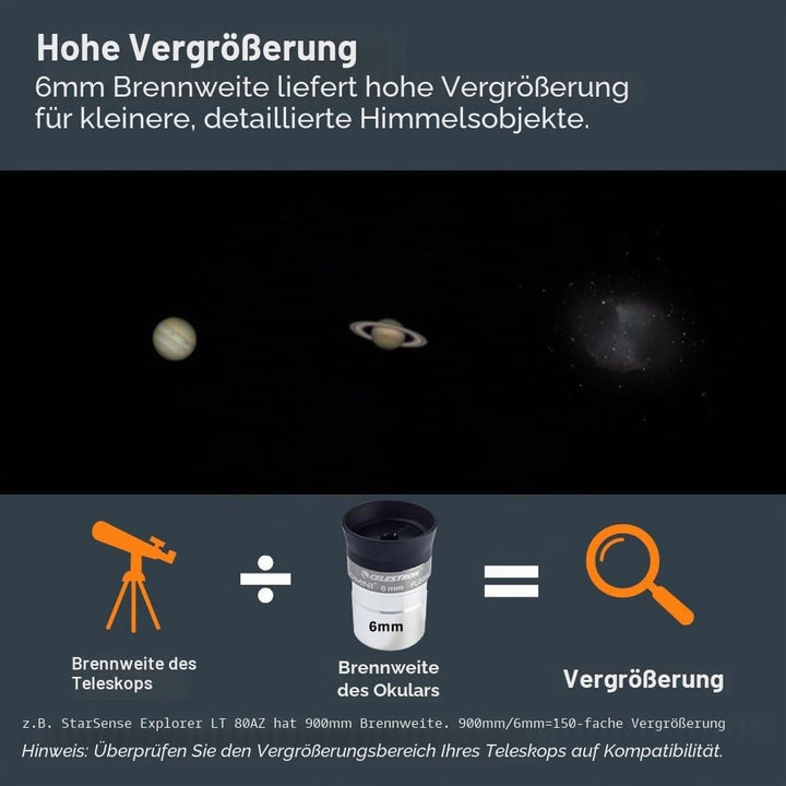 Celestron 93317 1-1/4-6 mm Omni Serie Okular, 6 mm
