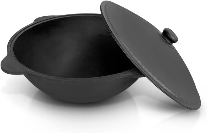 Utschak Feuerofen mit Gusseisen Topf flacher Boden mit Deckel (22 L) KazanoFF, Uchag Feuerofen Gusse