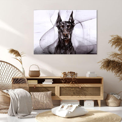 Bilder auf Leinwand 100x70cm Leinwandbild mit Rahmen Hund Abstraktion Gross Wanddeko Bild Schlafzimm