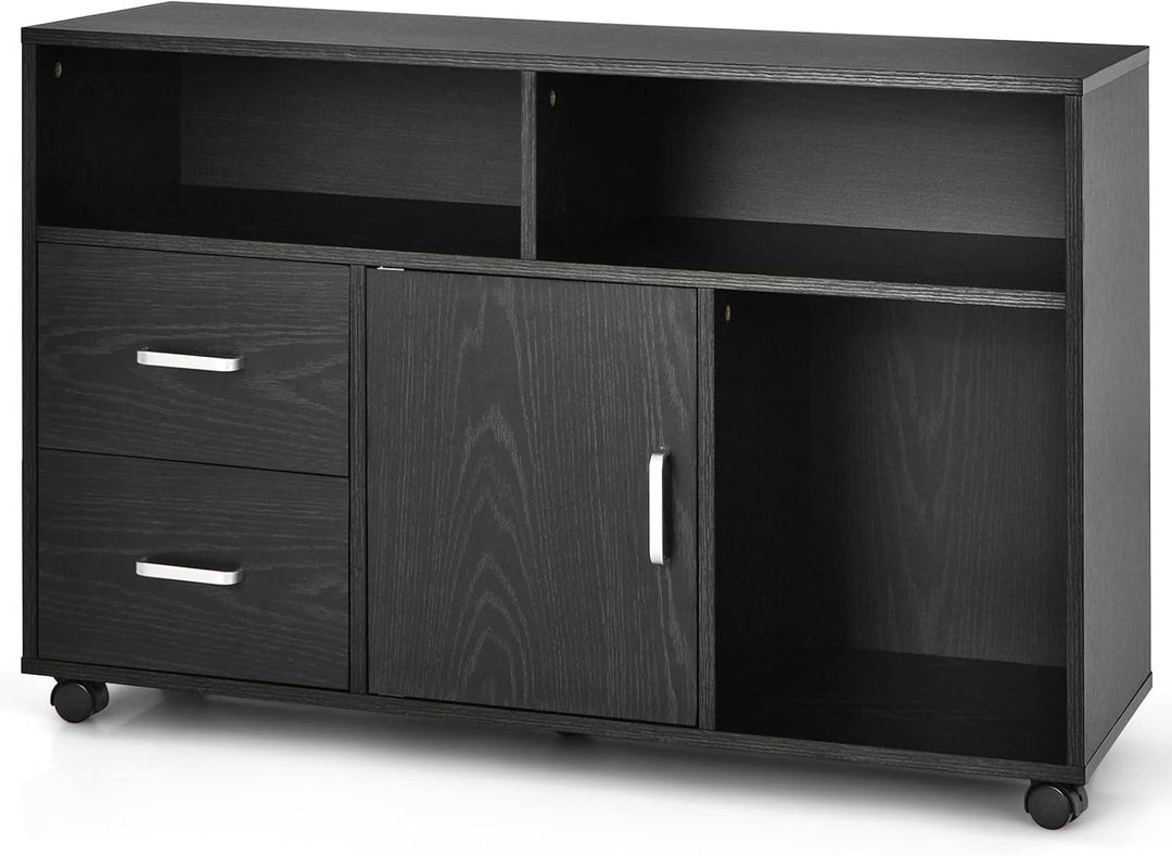 GIANTEX Aktenschrank auf Rollen, Rollcontainer mit Schubladen, mobiler Druckerständer für Home-Offic