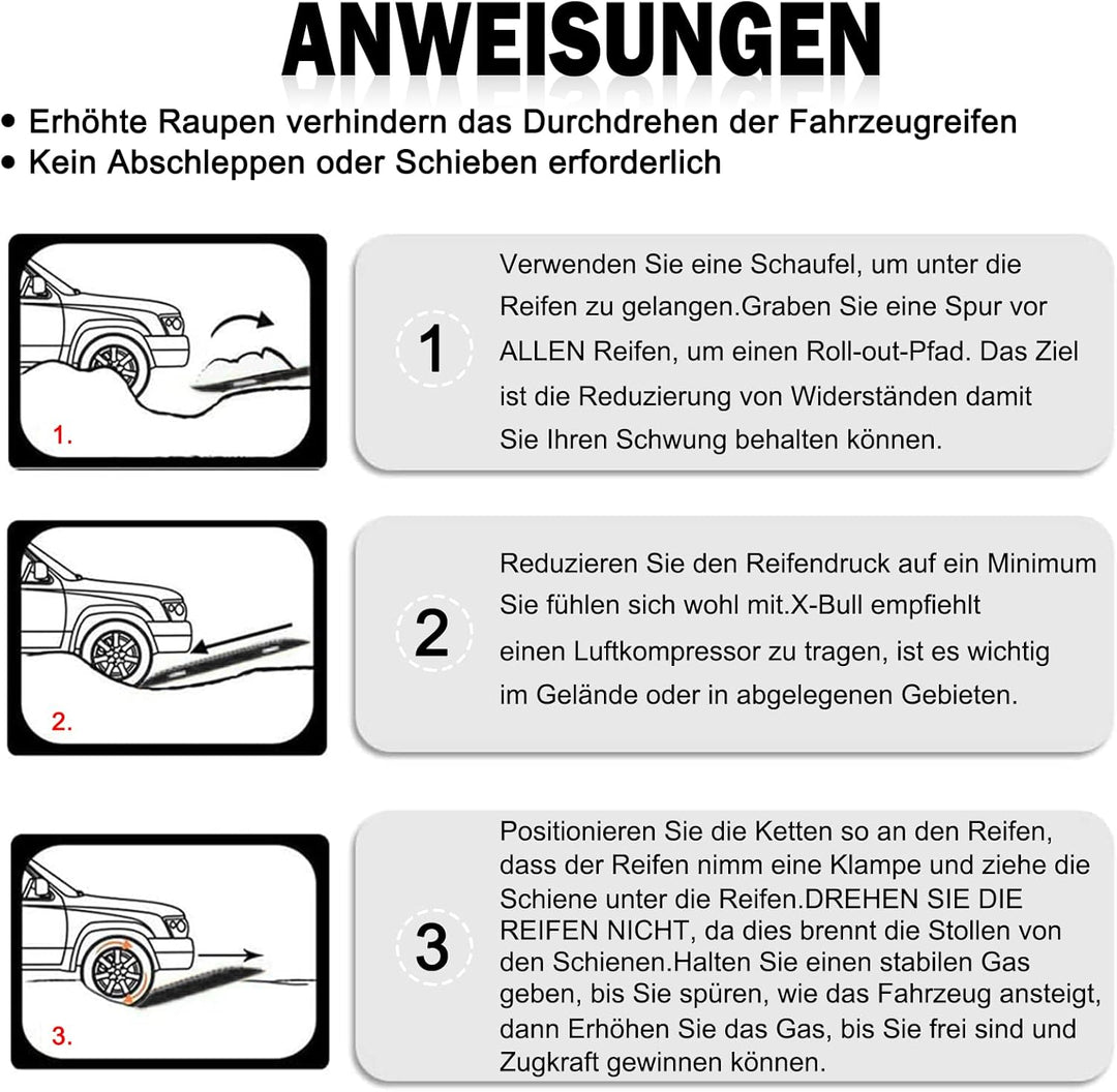 Gimisgu 2x Sandbleche Offroad Traktionsmatte Kunstoff Anfahrhilfe Recovery Board Tracks mit Aufbewah