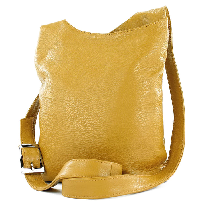 modamoda de - T221 - ital. Umhängetasche Schultertasche Medium aus Leder Senfgelb, Senfgelb
