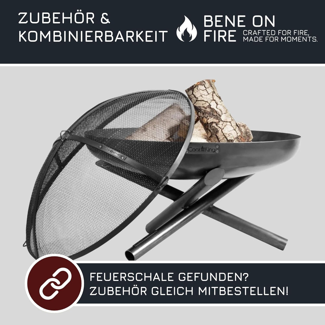 BENE ON FIRE Feuerschale Ø 60 cm rund | Feuerkorb Idaho aus robustem Stahl | Feuerstelle Garten Terr