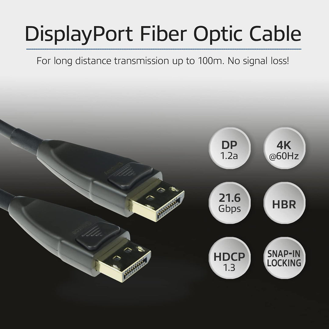 ACT Glasfaser DisplayPort Kabel 40m, 4K@60Hz, DP Kabel 1.2a, Bandbreite 21.6 Gbps, Unterstützt HBR 2