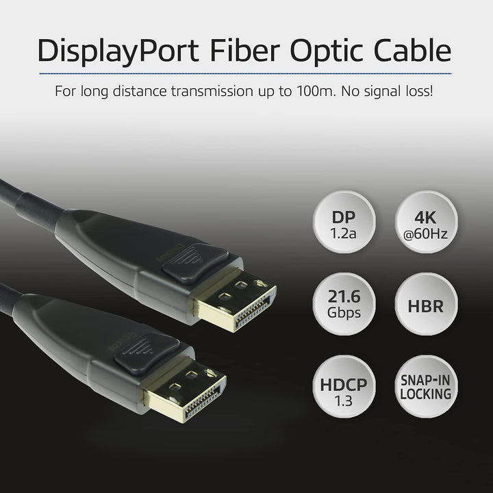 ACT Glasfaser DisplayPort Kabel 40m, 4K@60Hz, DP Kabel 1.2a, Bandbreite 21.6 Gbps, Unterstützt HBR 2