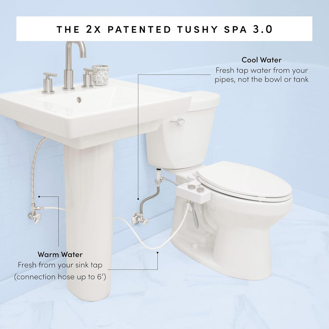 TUSHY Selbstreinigender Bidet-Aufsatz für kaltes bis warmes Wasser Einfache universelle DIY-Installa