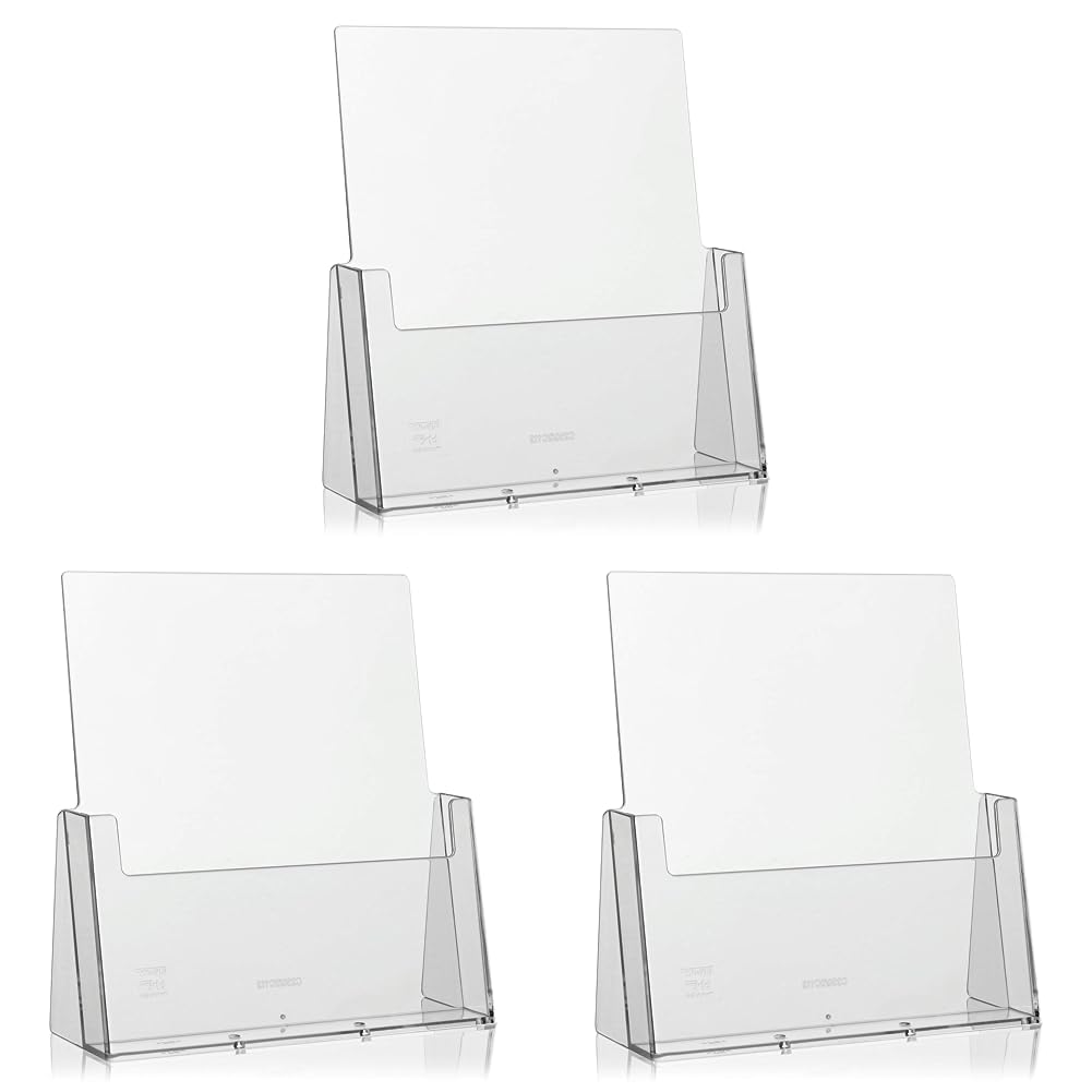 Taymar DIN A4 Prospekthalter, Prospektständer, transparent (Packung mit 3) Stück DIN A4 (Packung mit