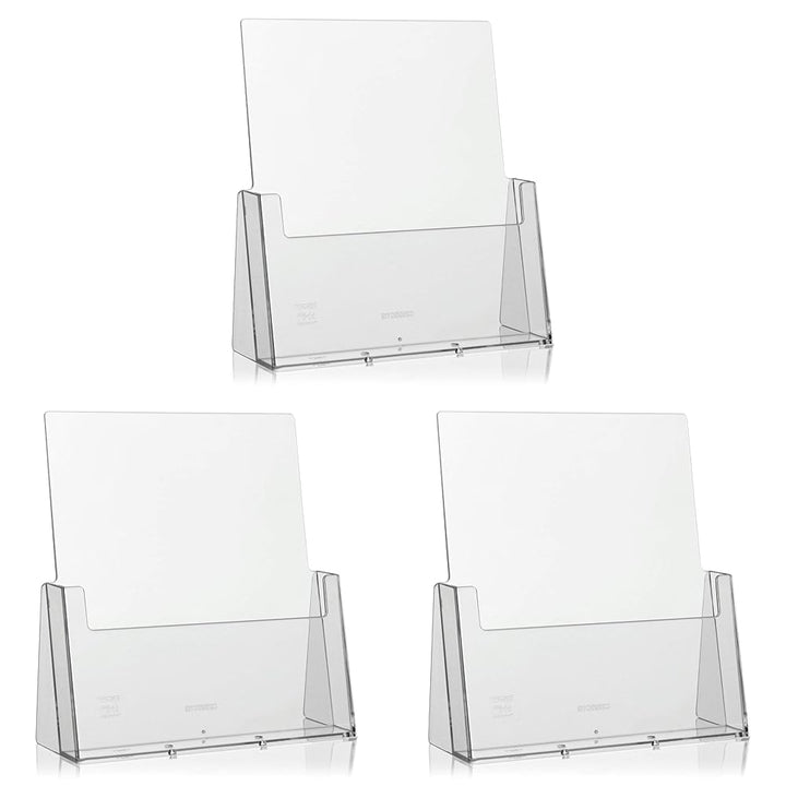 Taymar DIN A4 Prospekthalter, Prospektständer, transparent (Packung mit 3) Stück DIN A4 (Packung mit