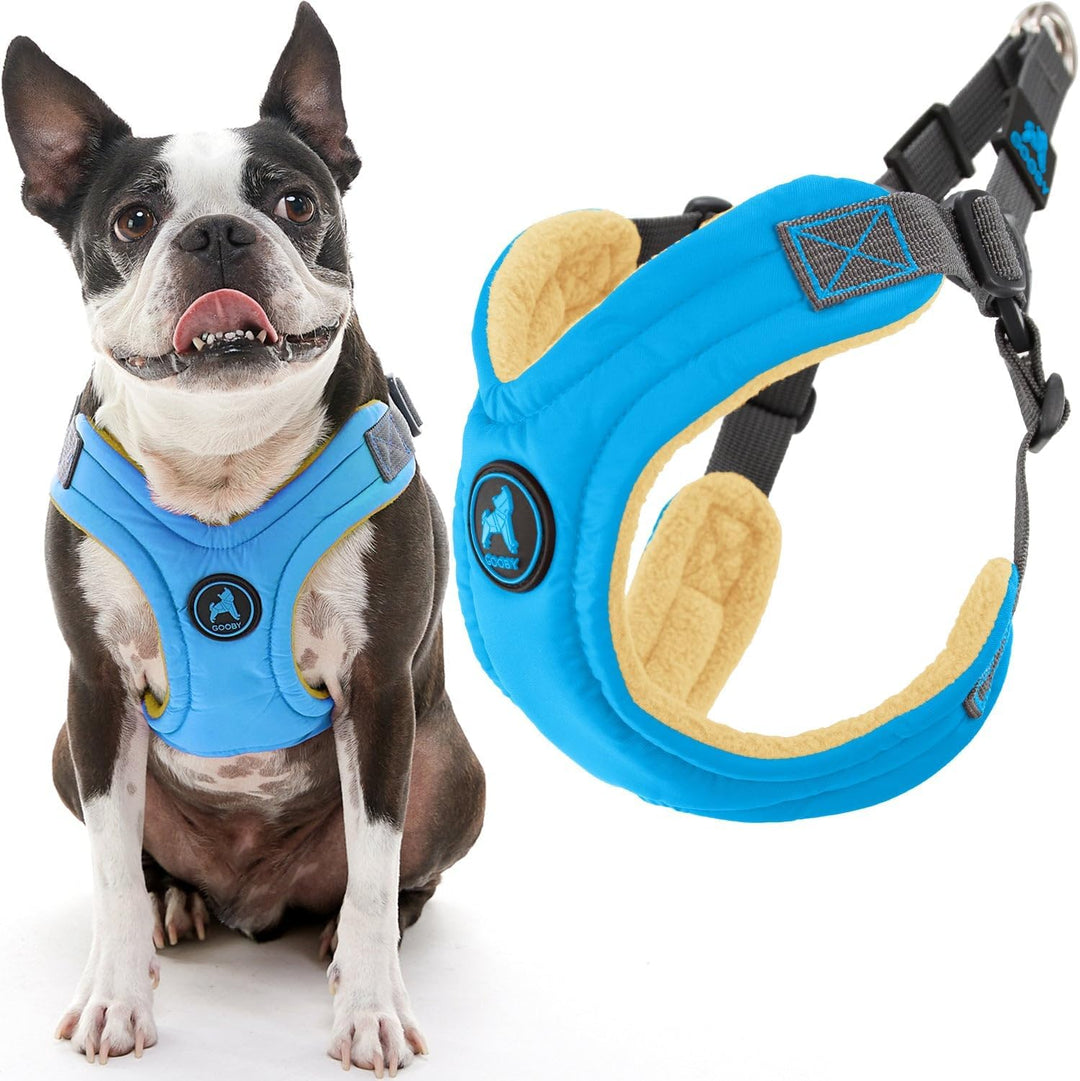 Gooby Escape Free Hundegeschirr aus Memory-Schaum, Grösse M (38,1–52,1 cm), Blau blau Medium Chest (