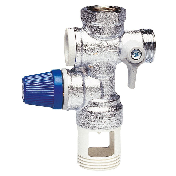 Caleffi 526142 Sicherheitsgruppe für Boiler 1/2 Zoll mit Absperrung, Rückschlagventil steuerbar