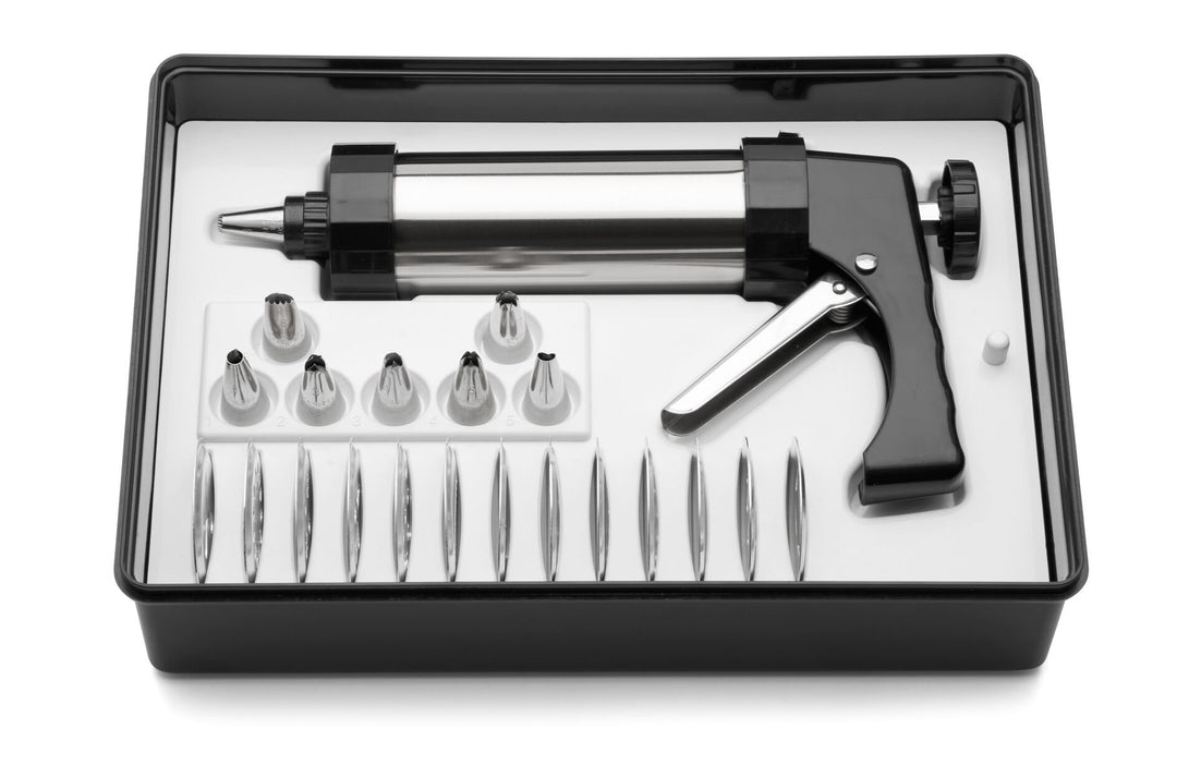 Weis Gebäckpresse Set für dünnen Teig, Edelstahl, Silber/schwarz, 25 x 15 x 5 cm
