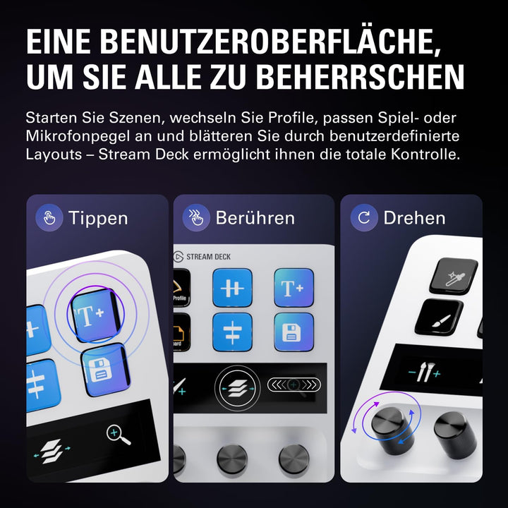 Elgato Stream Deck + White, Audiomixer, Live-Produktion und Studio-Controller für Content Creators,