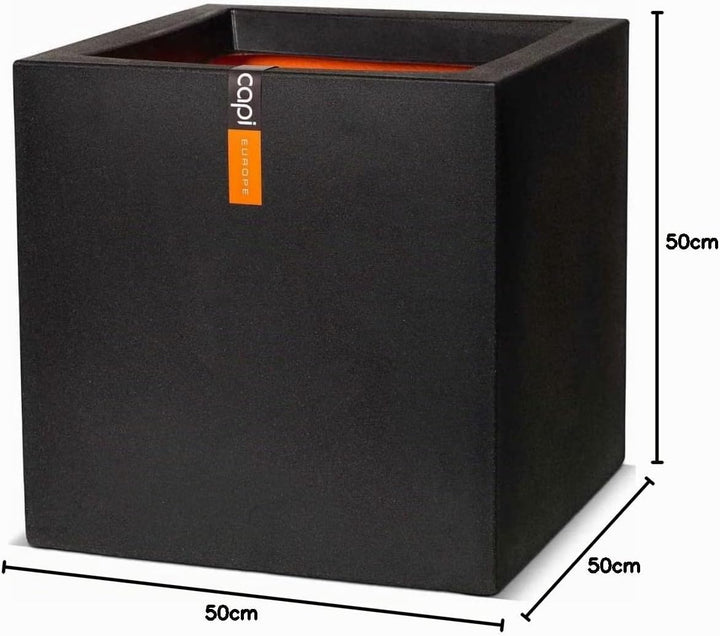 Capi Europe - Blumentopf quadratisch Smooth NL - 50x50 - Schwarz - Öffnung Ø42 - Blumentopf für den