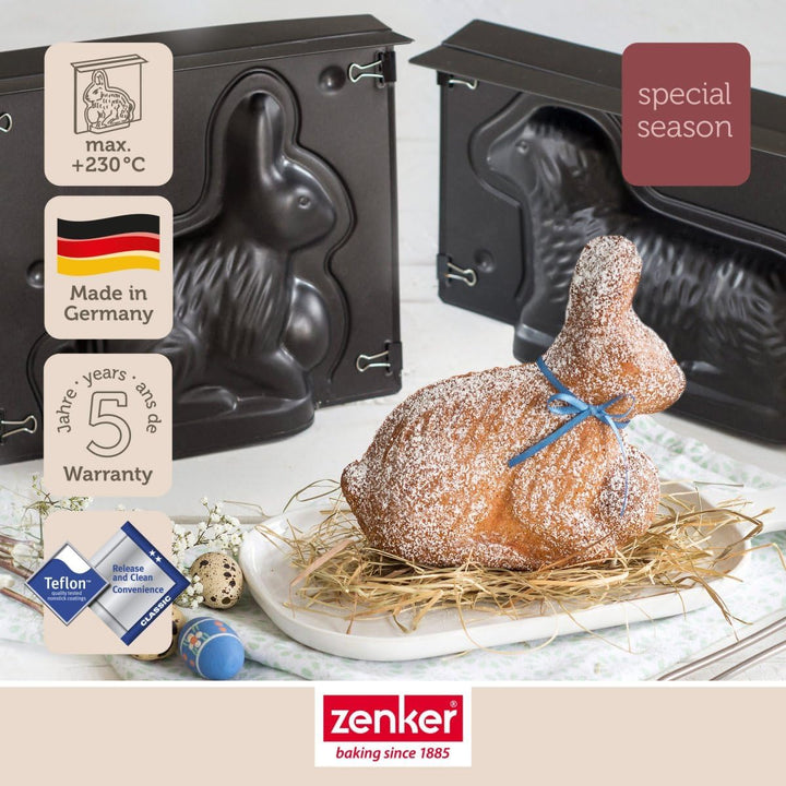 Zenker Osterlamm und Hase Backformen zu Ostern - 900 & 600 ml Füllvolumen - 3D Kuchenformen mit Häsc